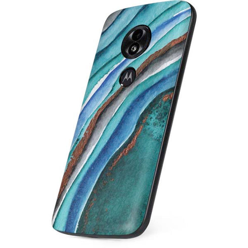 Turquoise Watercolor Geode Moto E5 Play Skin